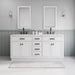 Water Creation Hartford 72" Double Sink Carrara White Marble Countertop Bath Vanity in Pure White with Gooseneck Faucet and Mirror S