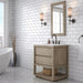 Water Creation Oakman 30" Single Sink Carrara White Marble Countertop Bath Vanity in Grey Oak with ORB Faucet and Rectangular Mirror