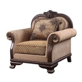 Acme Furniture Chateau De Ville Chair W/1 Pillow Same 58267 in Fabric & Espresso Finish LV01590