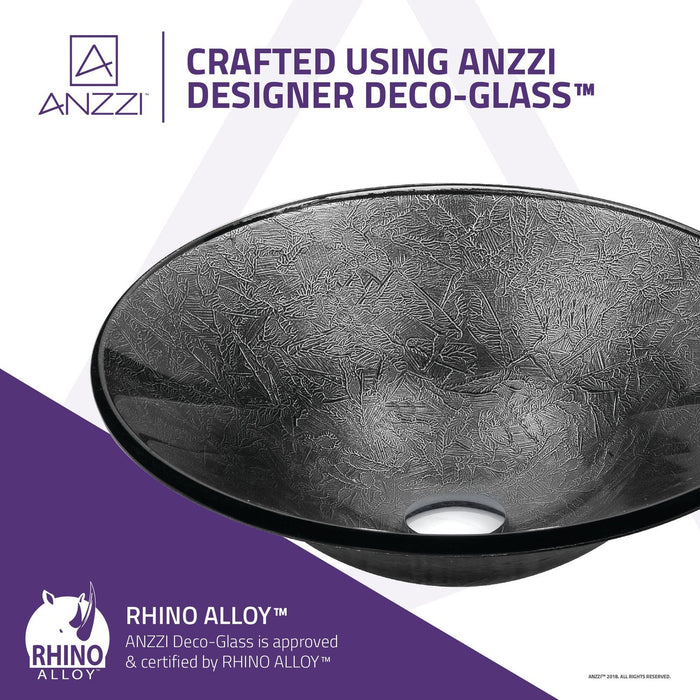 ANZZI Arc Series 18" x 18" Round Vessel Sink in Gray Sheer Finish with Polished Chrome Pop-Up Drain LS-AZ214