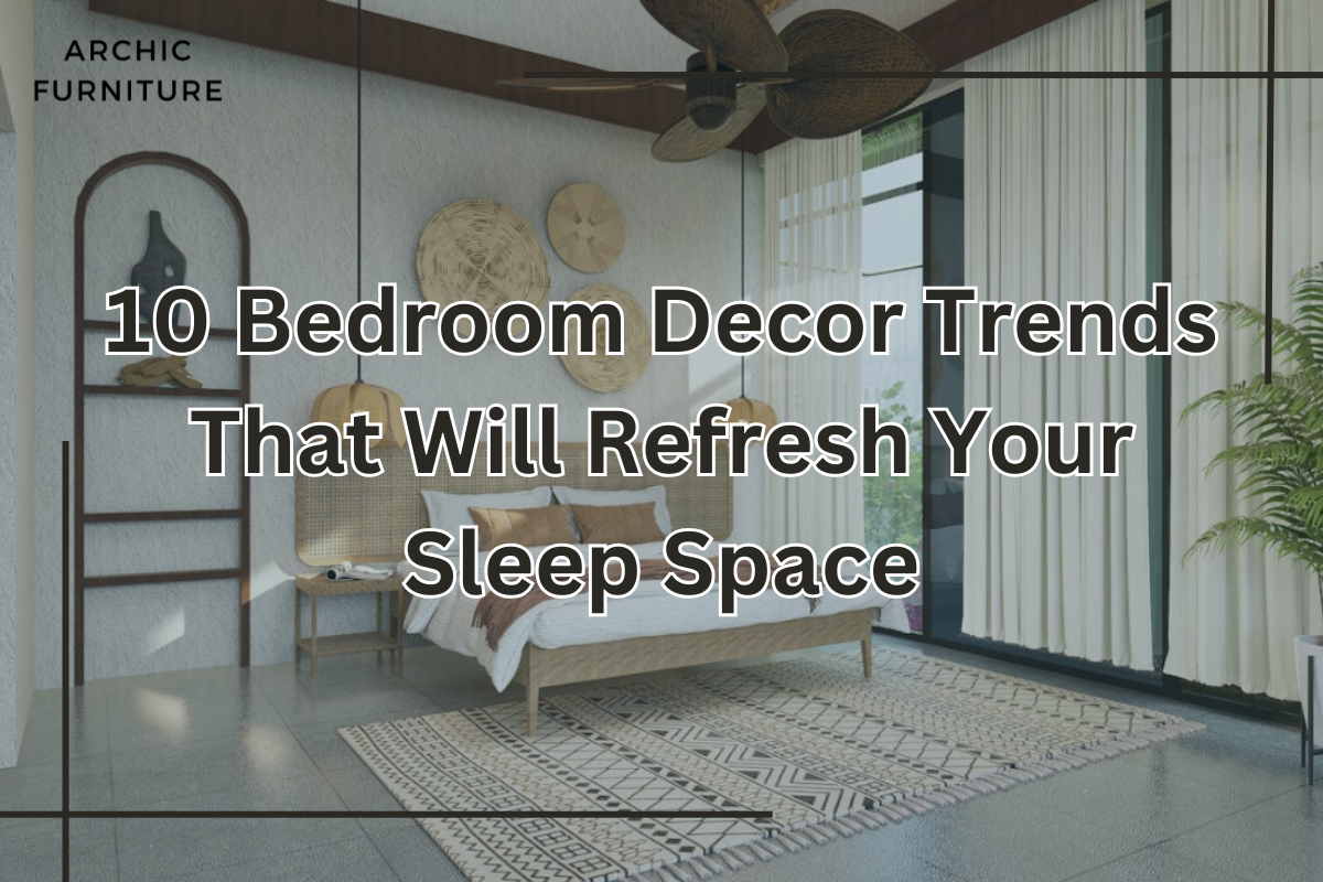 Photo by The Ghazi from Pexels Modern natural-style bedroom with a rattan bed frame, woven pendant lights, large windows with sheer curtains, and a patterned area rug.