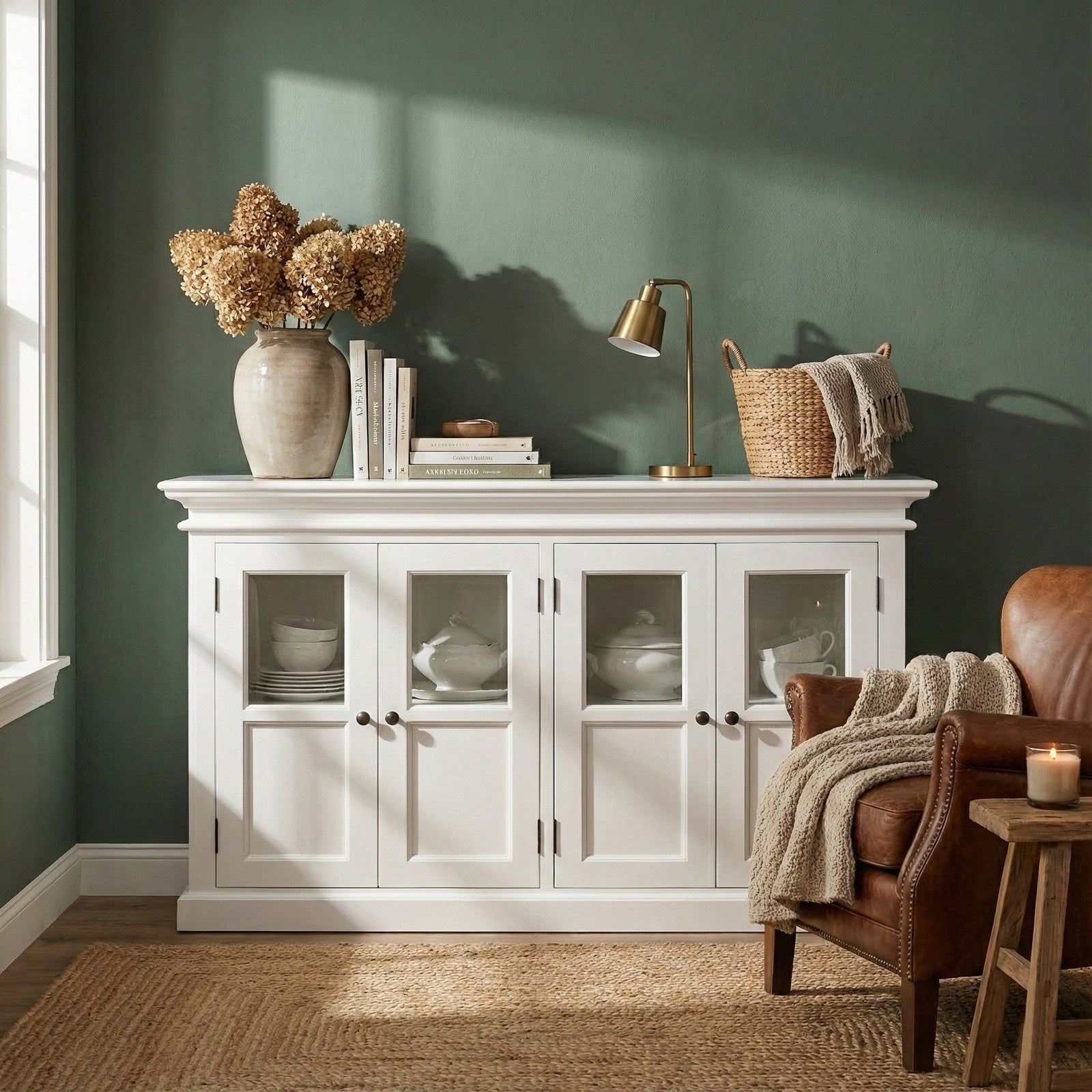 NovaSolo Halifax Buffet with 4 Glass Doors in Classic White B196