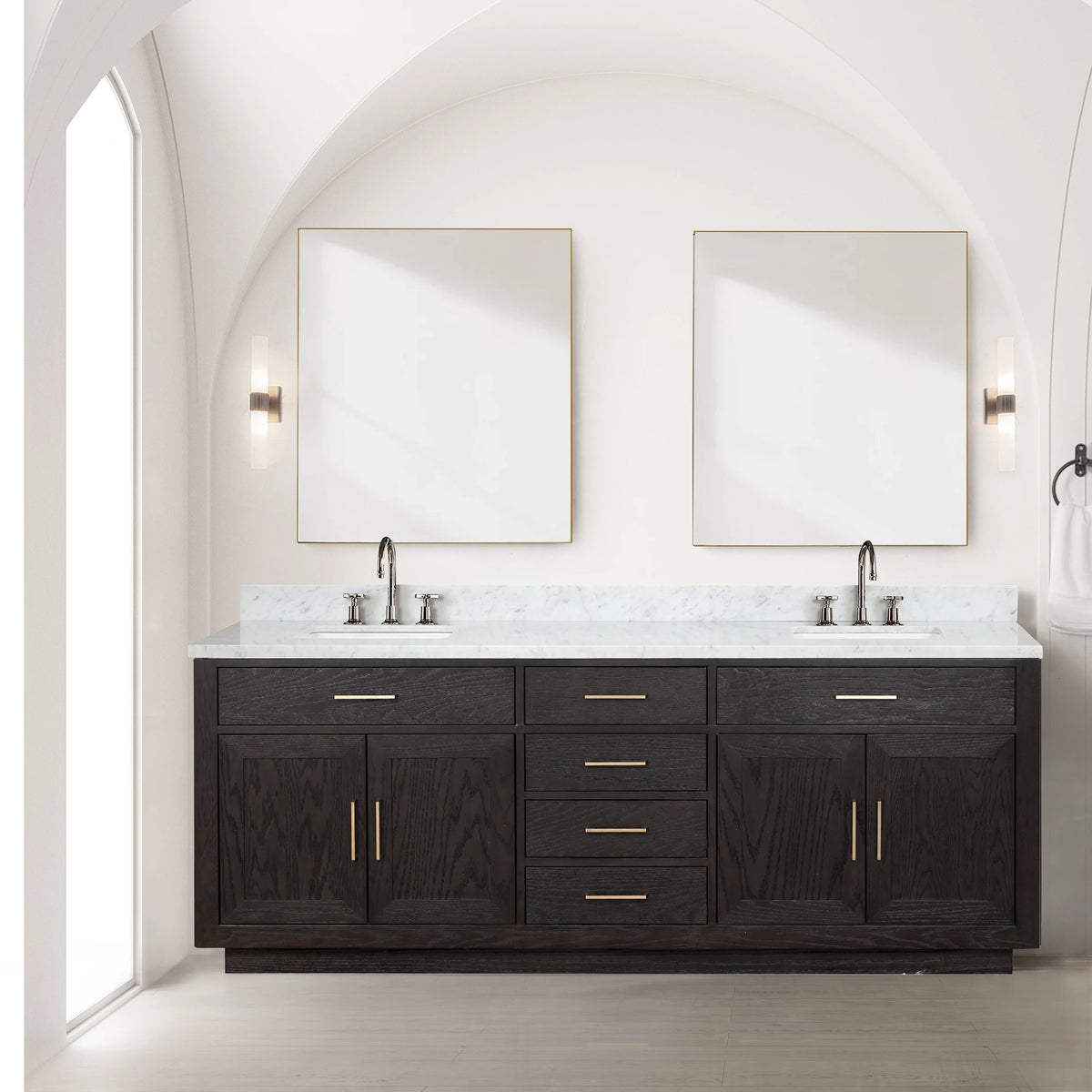 80 Inch Bathroom Vanity | Double Sink, Marble Top, Storage
