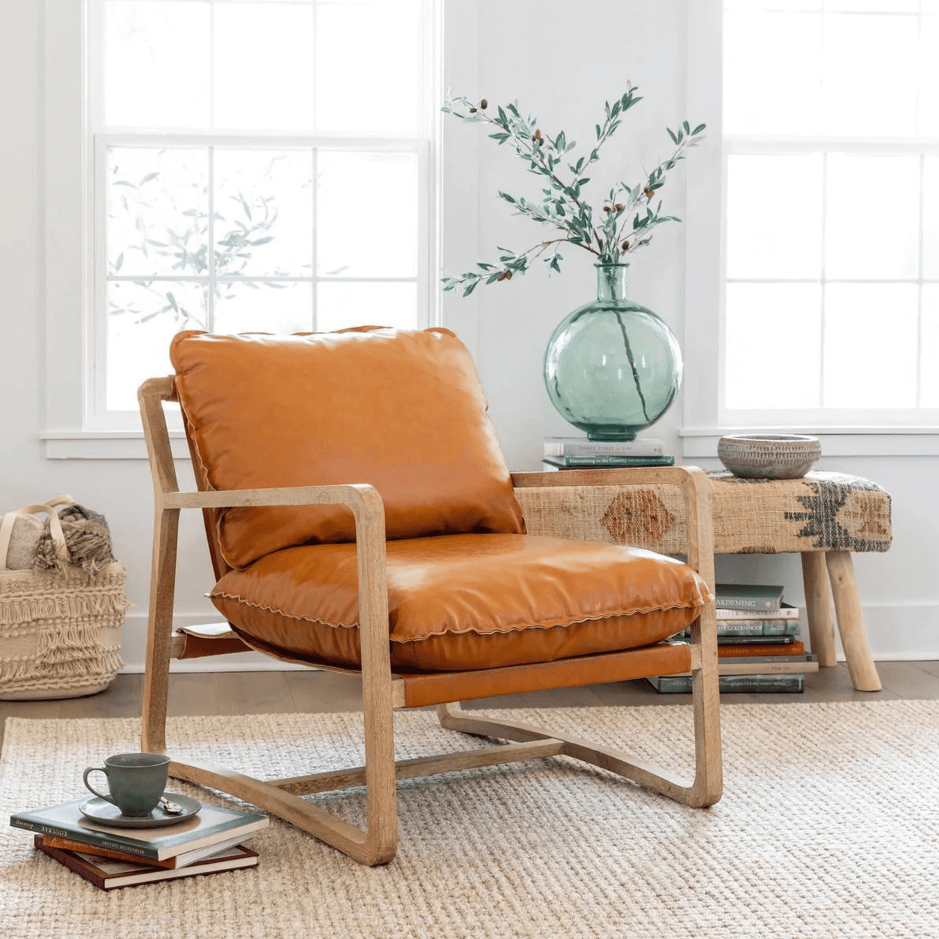 Jollene leather best sale accent chair