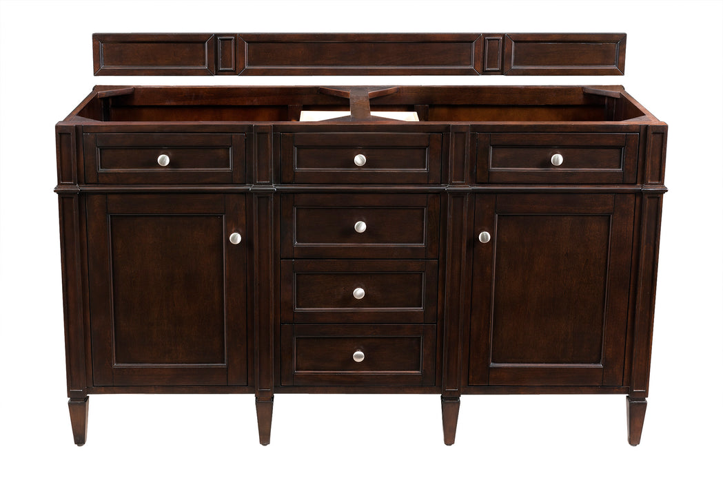 Brittany 60" Double Vanity, Burnished Mahogany, w/ 3 CM Siberian Silestone Top w/FreePower Wireless Charger