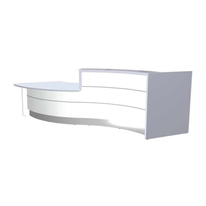 MDD Valde Modern Modular Reception Desk - Curved Low 135.9" x 59.1" LAV33L