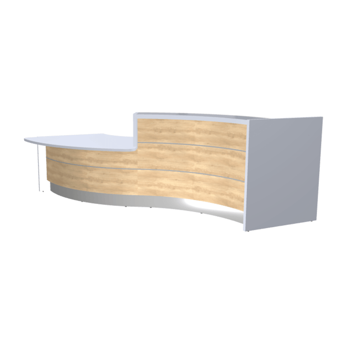 MDD Valde Modern Modular Reception Desk - Curved Low 135.9" x 59.1" LAV33L