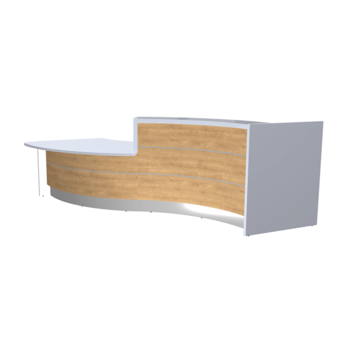 MDD Valde Modern Modular Reception Desk - Curved Low 135.9" x 59.1" LAV33L