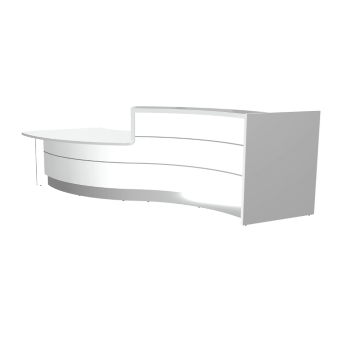 MDD Valde Modern Modular Reception Desk - Curved Low 135.9" x 59.1" LAV33L