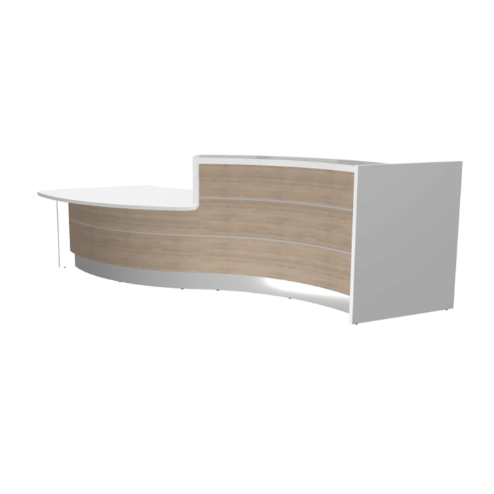 MDD Valde Modern Modular Reception Desk - Curved Low 135.9" x 59.1" LAV33L