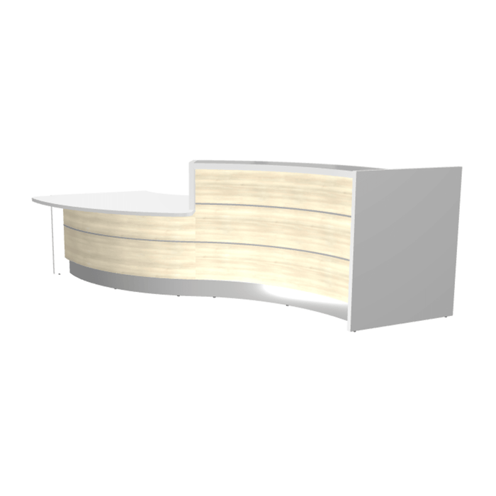 MDD Valde Modern Modular Reception Desk - Curved Low 135.9" x 59.1" LAV33L