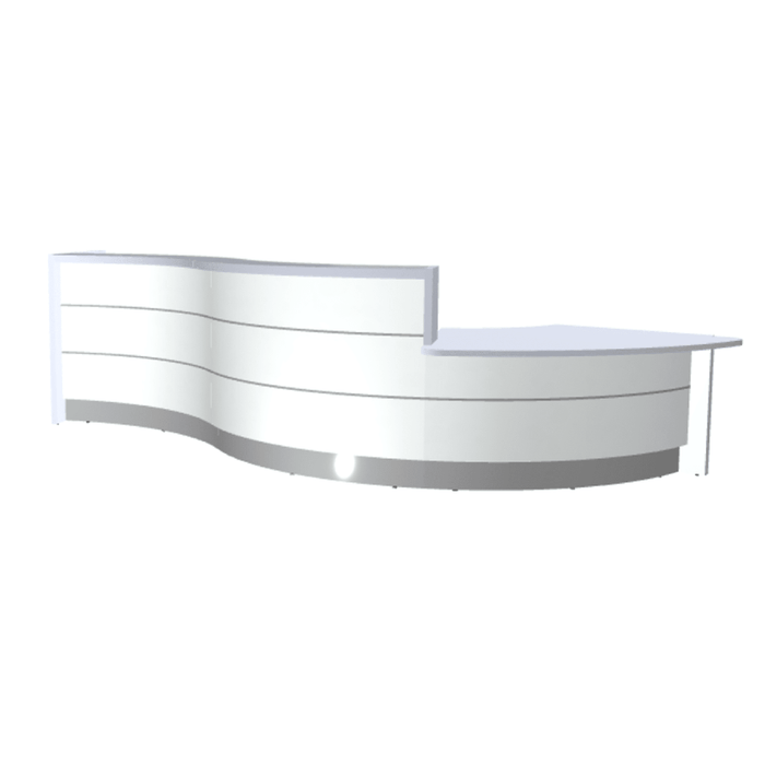 MDD Valde Modern Modular Reception Desk - Curved Low 172.6" x 64.5" LAV38L