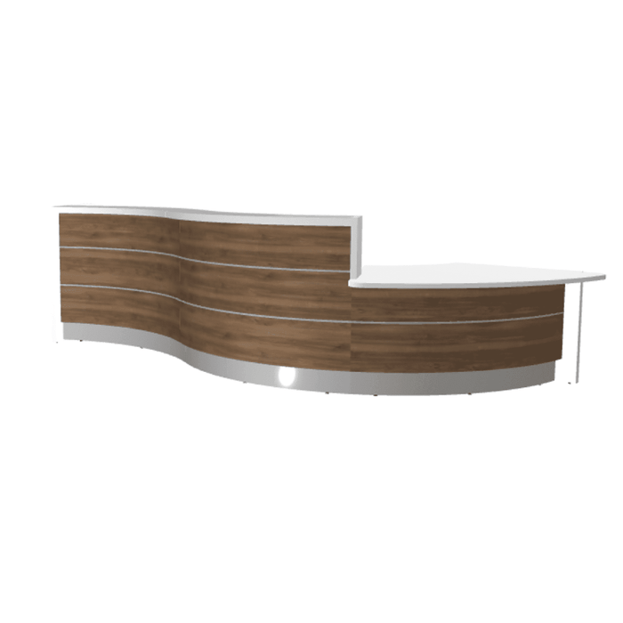 MDD Valde Modern Modular Reception Desk - Curved Low 172.6" x 64.5" LAV38L