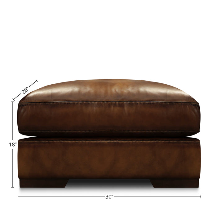 GTR Ramba 100% Top Grain Leather Contemporary Ottoman Footstool