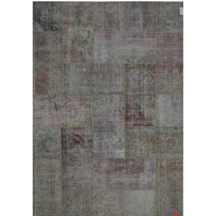 Pasargad Home Patchwork Collection Hand-Knotted Lamb's Wool Area Rug- 6'11" X 9' 9" 42496