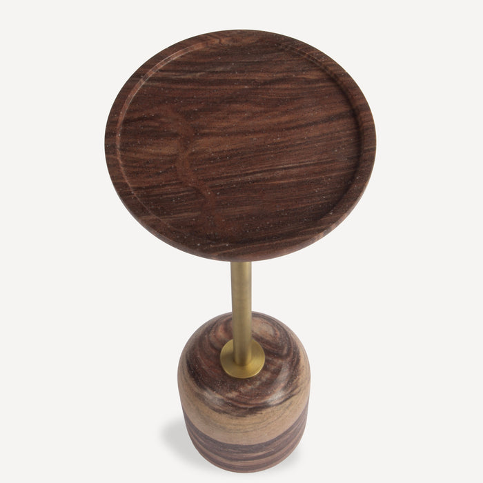 Union Home Cera Marble Drink Table - Badli Red LVR01028