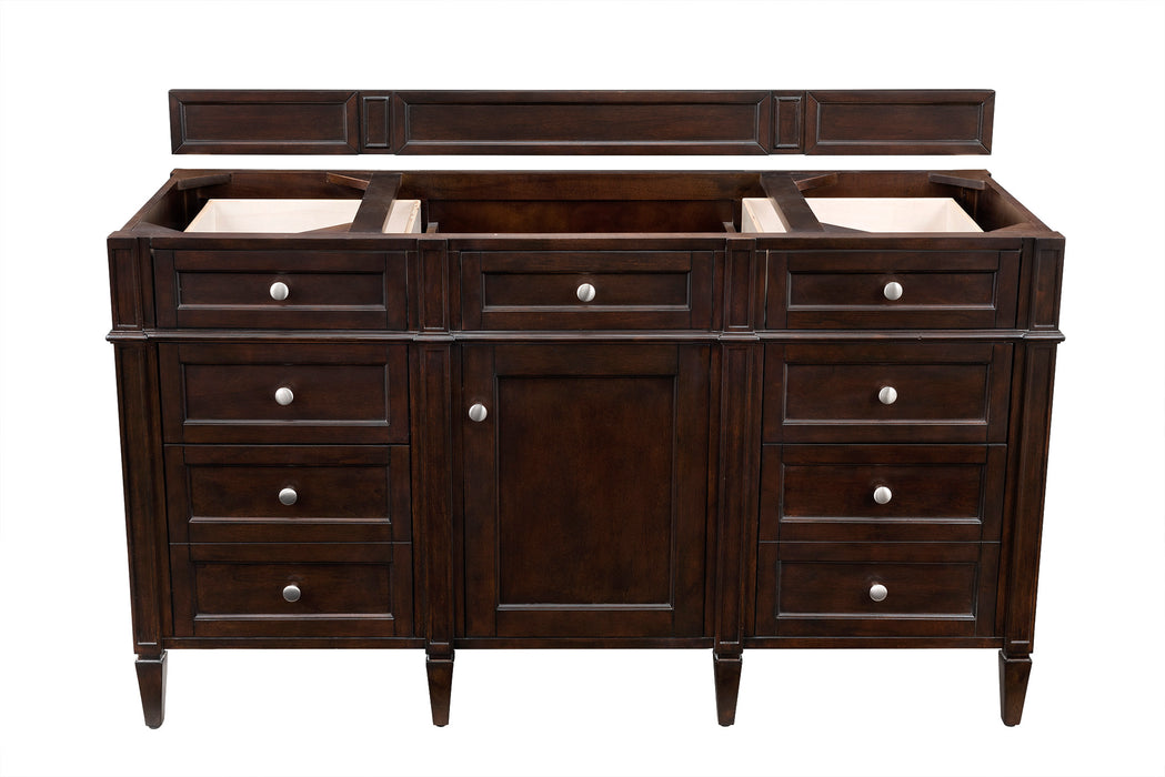 Brittany 60" Single Vanity, Burnished Mahogany w/ 3 CM Parisien Bleu Silestone Top w/FreePower Wireless Charger