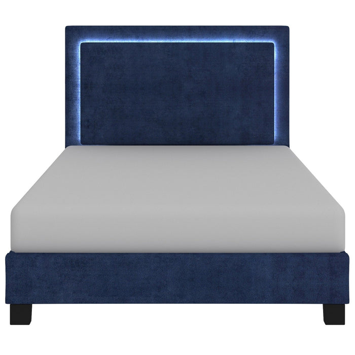 Worldwide Home Furnishings Lumina-60'' Platform Bed-Blue 60" Queen Platform Bed W/Light 101-088Q-BL