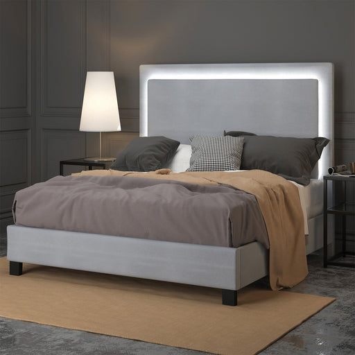 Worldwide Home Furnishings Lumina-60'' Platform Bed-Grey 60" Queen Platform Bed W/Light 101-088Q-GY