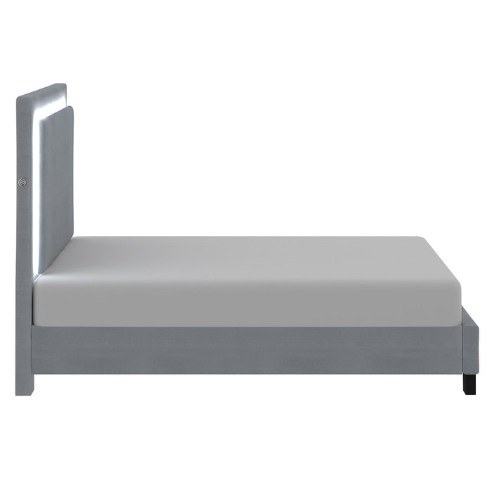 Worldwide Home Furnishings Lumina-60'' Platform Bed-Grey 60" Queen Platform Bed W/Light 101-088Q-GY