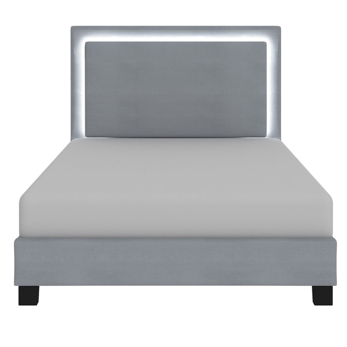 Worldwide Home Furnishings Lumina-60'' Platform Bed-Grey 60" Queen Platform Bed W/Light 101-088Q-GY