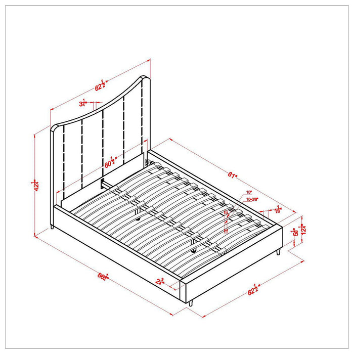 Worldwide Home Furnishings Rimo-60" Platform Bed-Grey 60" Queen Platform Bed 101-268Q-GY