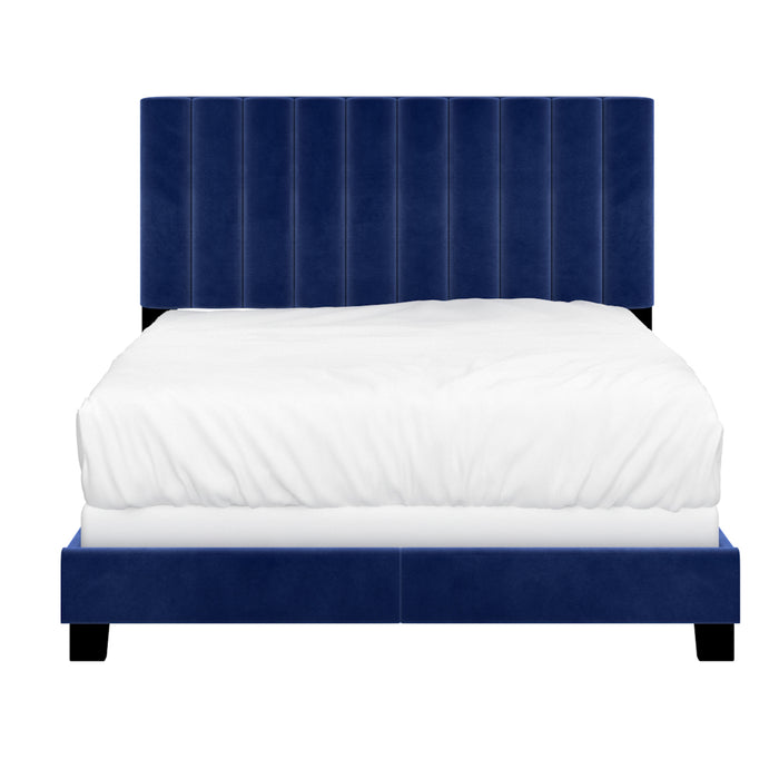 Worldwide Home Furnishings Jedd-54'' Bed-Blue Velvet 54" Double Bed, Velvet 101-297D-NAV