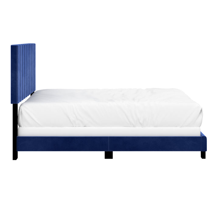 Worldwide Home Furnishings Jedd-54'' Bed-Blue Velvet 54" Double Bed, Velvet 101-297D-NAV