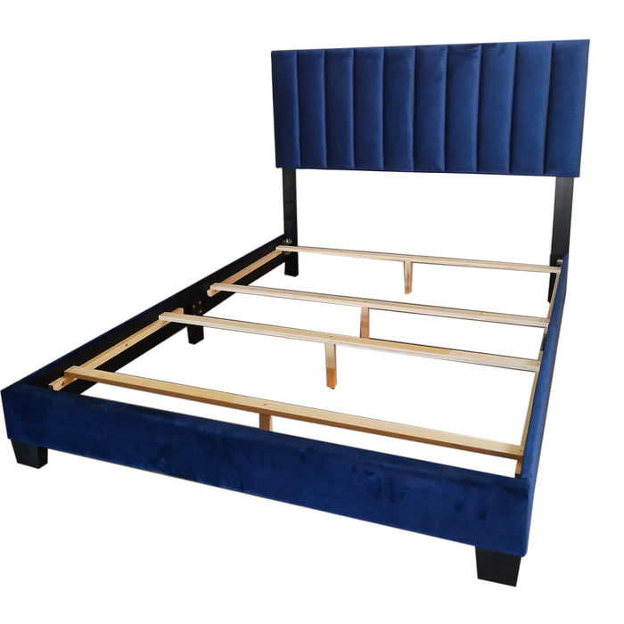 Worldwide Home Furnishings Jedd-54'' Bed-Blue Velvet 54" Double Bed, Velvet 101-297D-NAV