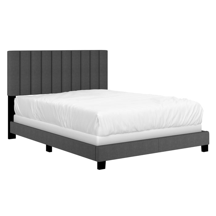 Worldwide Home Furnishings Jedd-60'' Bed-Charcoal Fabric 60" Queen Bed, Fabric 101-297Q-CHL