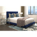 Worldwide Home Furnishings Jedd-60'' Bed-Blue Velvet 60" Queen Bed, Velvet 101-297Q-NAV