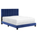 Worldwide Home Furnishings Jedd-60'' Bed-Blue Velvet 60" Queen Bed, Velvet 101-297Q-NAV