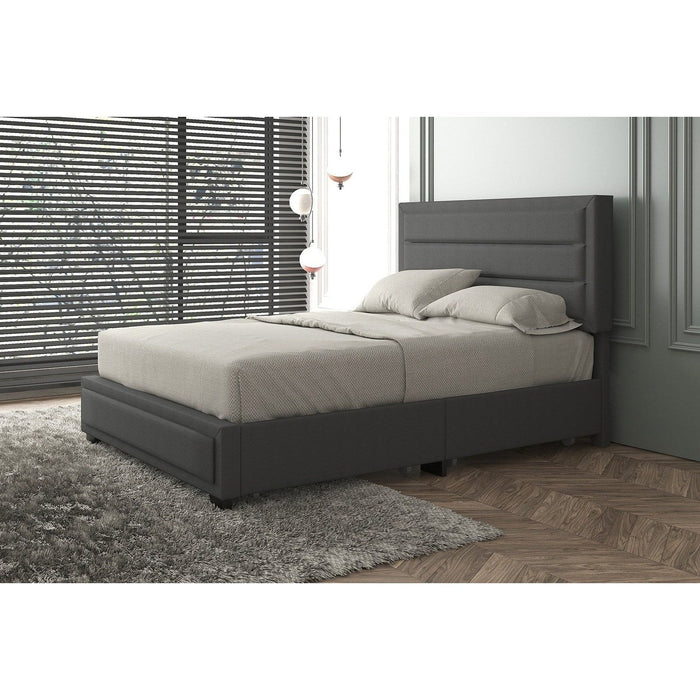 Worldwide Home Furnishings Russell-60'' Bed-Grey 60" Queen Platform Bed W/Storage 101-598Q-GY