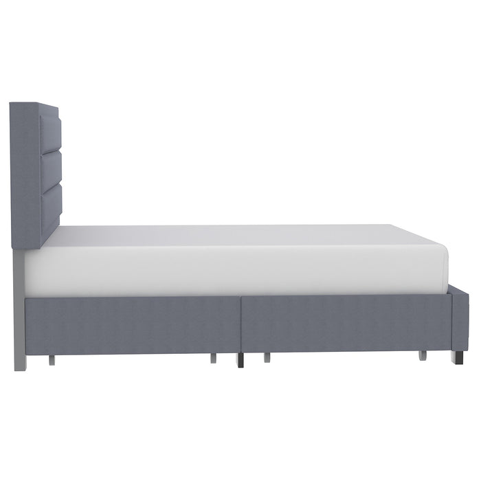 Worldwide Home Furnishings Russell-60'' Bed-Grey 60" Queen Platform Bed W/Storage 101-598Q-GY