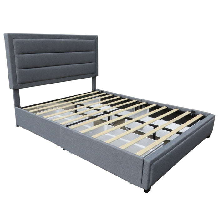 Worldwide Home Furnishings Russell-60'' Bed-Grey 60" Queen Platform Bed W/Storage 101-598Q-GY