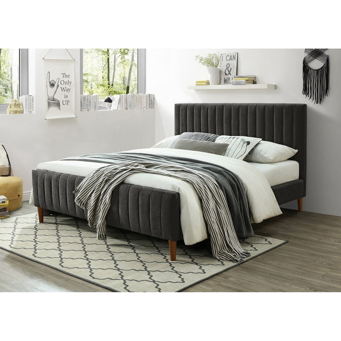 Worldwide Home Furnishings Hannah-60'' Platform Bed-Charcoal 60" Queen Platform Bed 101-622Q-CH