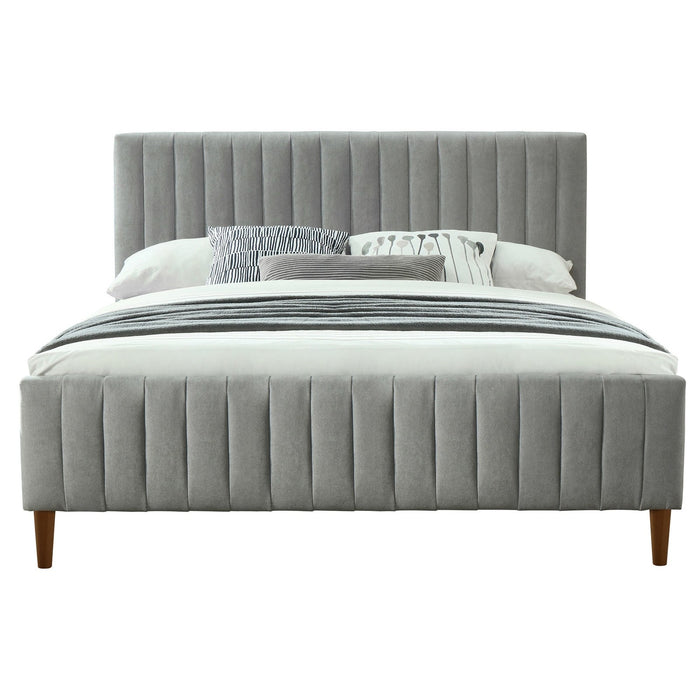 Worldwide Home Furnishings Hannah-60'' Platform Bed-Light Grey 60" Queen Platform Bed 101-622Q-LG