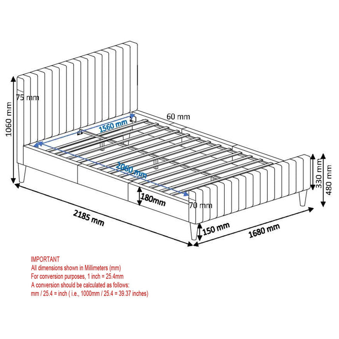 Worldwide Home Furnishings Hannah-60'' Platform Bed-Light Grey 60" Queen Platform Bed 101-622Q-LG