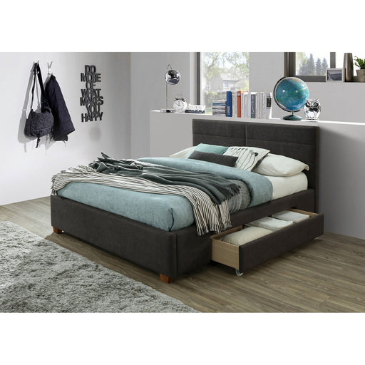 Worldwide Home Furnishings Emilio-60'' Platform Bed-Charcoal 60" Queen Platform Bed W/Drawer 101-633Q-CH