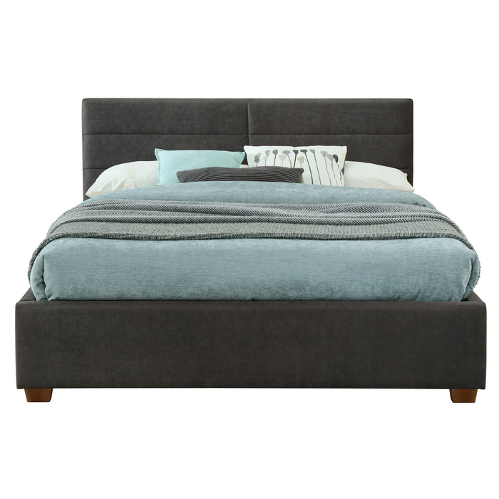 Worldwide Home Furnishings Emilio-60'' Platform Bed-Charcoal 60" Queen Platform Bed W/Drawer 101-633Q-CH