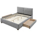 Worldwide Home Furnishings Emilio-60'' Platform Bed-Light Grey 60" Queen Platform Bed W/Drawer 101-633Q-LG