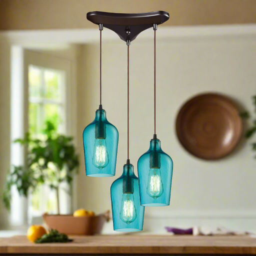 Elk Lighting Hammered Glass Configurable Multi Pendant