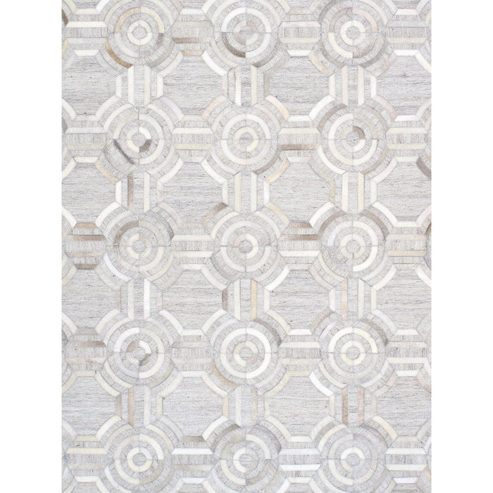 Pasargad Home Galaxy Collection Silver Cowhide & Sari Silk Area Rug- 8' 0'' X 10' 0'' ptx-3137 8x10