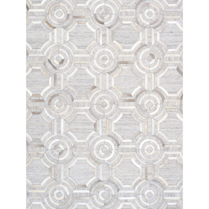 Pasargad Home Galaxy Collection Silver Cowhide & Sari Silk Area Rug- 4' 0'' X 6' 0'' ptx-3137 4x6