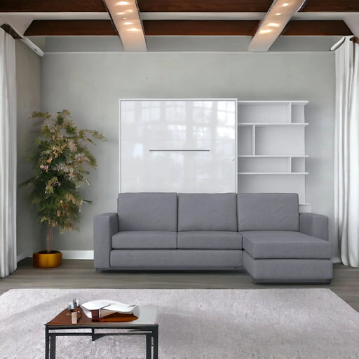 Maxima House Murphy Bed Invento European Full XL Vertical with a Sofa and a Bookcase