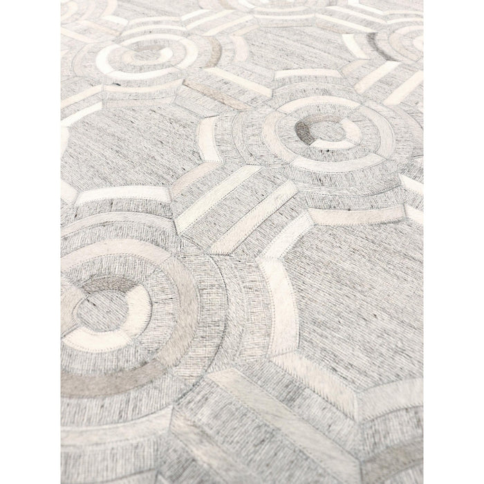 Pasargad Home Galaxy Collection Silver Cowhide & Sari Silk Area Rug- 4' 0'' X 6' 0'' ptx-3137 4x6