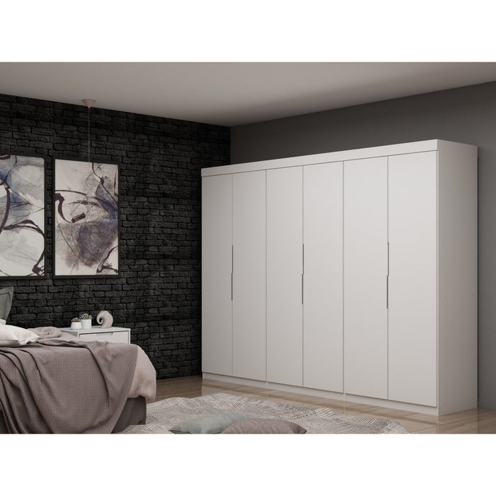 Manhattan Comfort Mulberry 2.0 Modern 3 Sectional Wardrobe Closet with 6 Drawers - Set of 3 in White