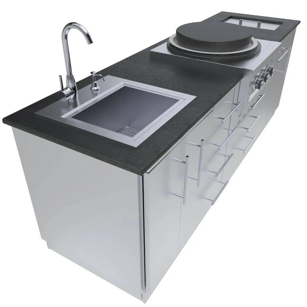 Stainless steel kitchen sink cabinet - SBC36FDD - SUNSTONE - for