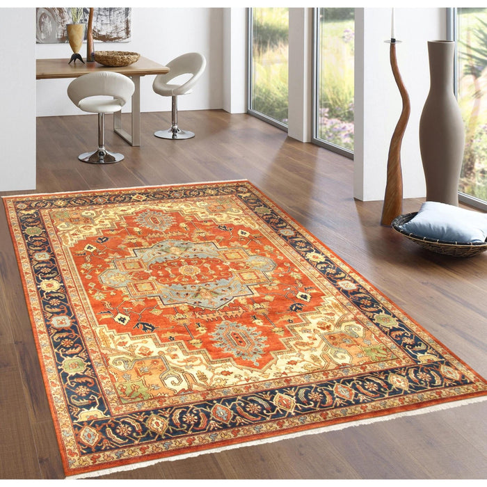 Pasargad Home Serapi Collection Hand-Knotted Rust Wool Area Rug-10' 1" X 13'11" PB-5BN 10x14