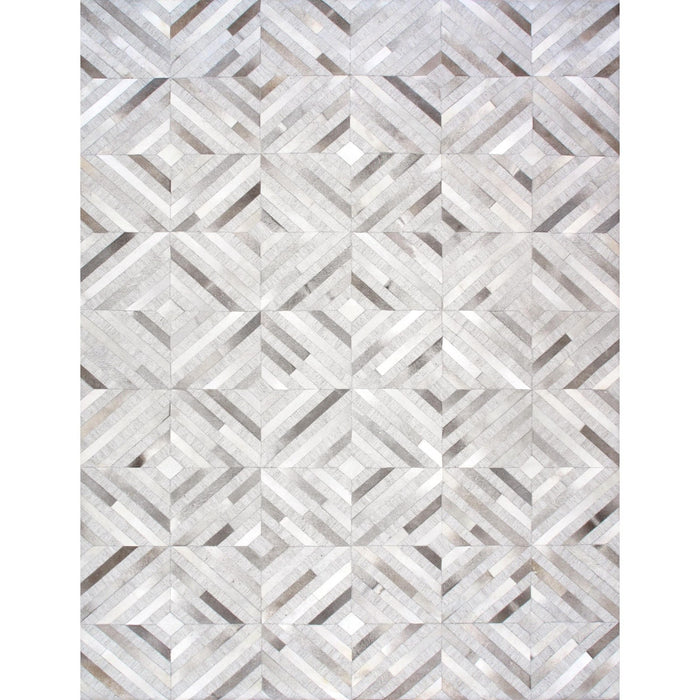 Pasargad Home Galaxy Collection Silver Cowhide & Sari Silk Area Rug- 4' 0'' X 6' 0'' ptx-3104 4x6